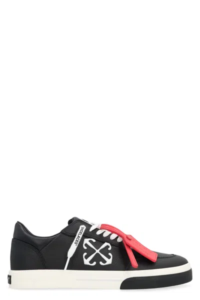 Off-white Men's New Vulcanized Calf Leather Low-top Sneakers In Black/white