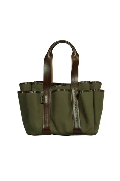 Max Mara Logo Patch Top Handle Bag In Green
