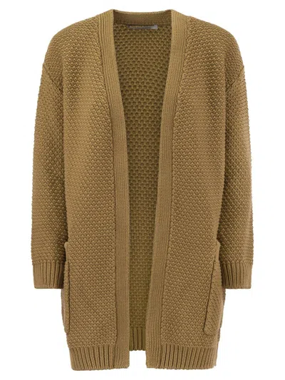 Max Mara Cotton Oversize Cardigan In Leather Brown