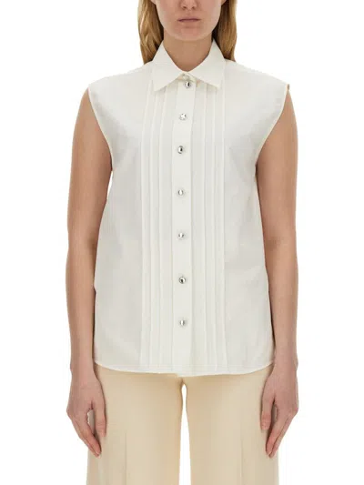 Moschino Pintuck-detailing Sleeveless Shirt In 白色