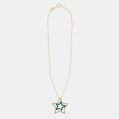 Aliita Bottle Green Gold Metal Estrella Necklace