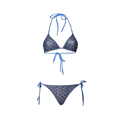 Missoni Open-knit Bikini In Blu