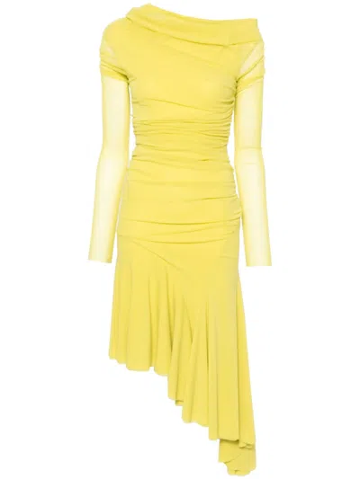 Philosophy Di Lorenzo Serafini Asymmetric Midi Dress In Yellow