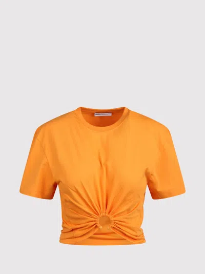 Paco Rabanne Rabanne Gathered Cotton T-shirt In Light Orange