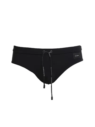 Dolce & Gabbana Swimsuit With Logo In Black