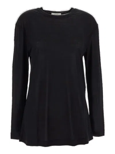 Lemaire Long-sleeved Crewneck T-shirt In Black