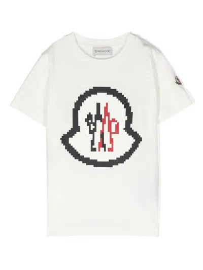 Moncler Kids' White T-shirt With Pixel Logo