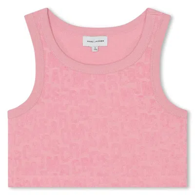 Marc Jacobs Kids' Logo-jacquard Crop Top In Pink