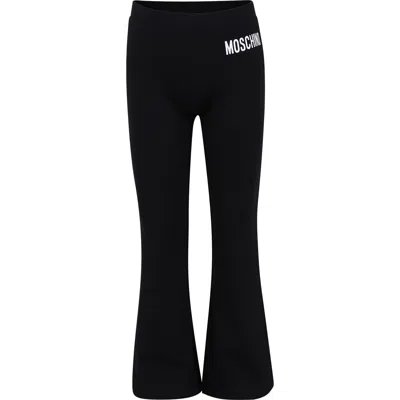 Moschino Kids' Black Leggings For Girl With Logo