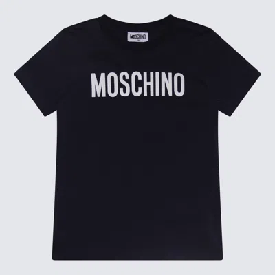 Moschino Kids' Navy Blue And White Cotton T-shirt In Blu Navy