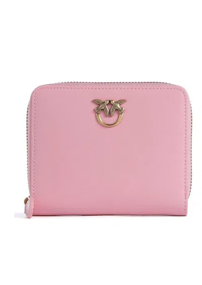 Pinko Logo Plaque Zip Around Wallet In Q Pink