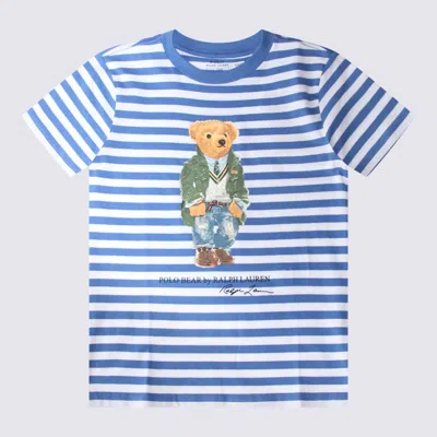 Ralph Lauren Kids' Boys Blue Striped Cotton Bear T-shirt