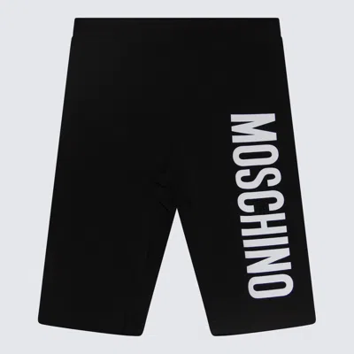Moschino Kids' Black And White Cotton Blend Shorts