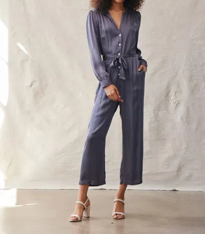 Bella Dahl Gathered Button Front Jumpsuit In Smoke Shadow In Multi