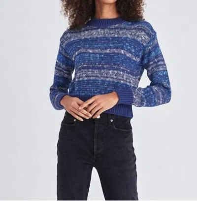 White + Warren Lofty Cotton Marl Stripe Sweater In Blue Combo In Multi