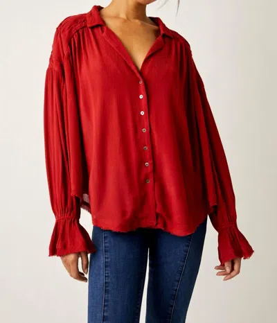 Free People Olivia Smocked Top In Blended Berry In Red