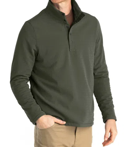 Free Fly Gridback Fleece Snap Pullover In Dark Olive In Green
