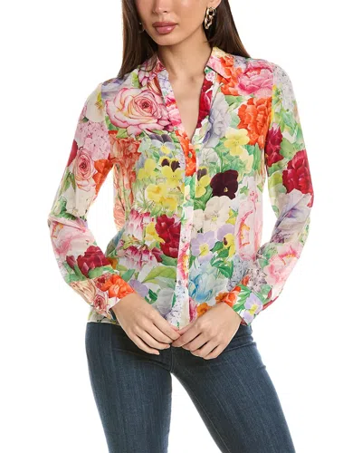 Alice And Olivia Eloise Silk Blouse In Multi