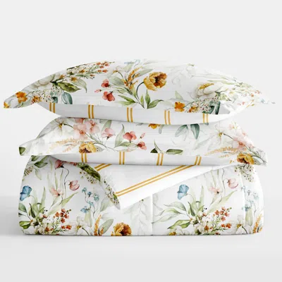 Ienjoy Home Comforter Set Patterned Reversible Microfiber All Season Down-alternative Ultra Soft Bedding In Neutral