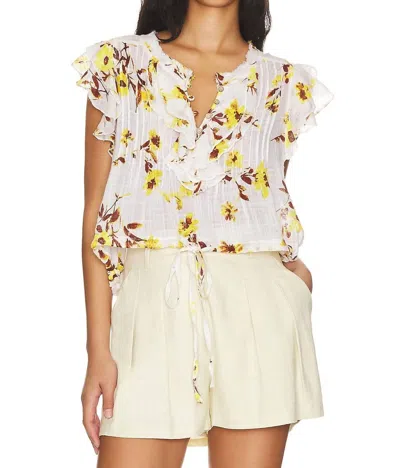 Free People Naya Printed Top In Ivory Combo In White
