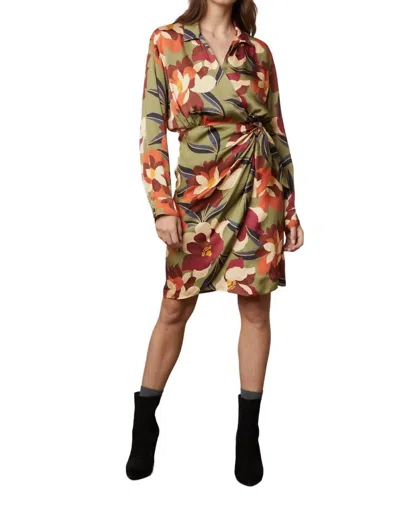 Velvet By Graham & Spencer Janey Printed Satin Dress In Hydrangea In Blue