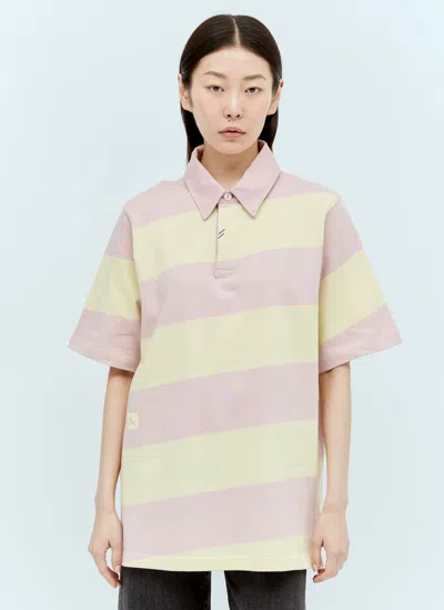 Burberry Cotton Striped Polo Shirt In Nude & Neutrals