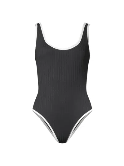 Solid & Striped Women's Annemarie Ribbed One-piece Swimsuit In Blackout
