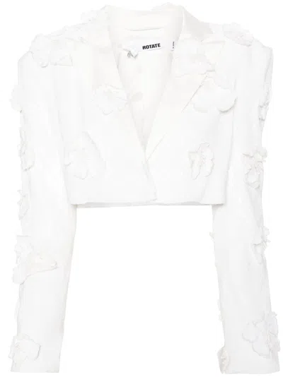 Rotate Birger Christensen Sequinned Cropped Blazer In White