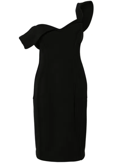 Bottega Veneta Bustier Wool Midi Dress In Black