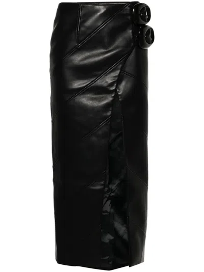 Aleksandre Akhalkatsishvili Buckle-fastening Faux-leather Wrap Skirt In Schwarz