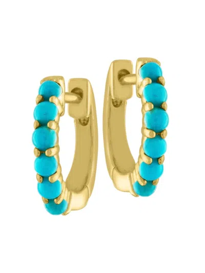 Eden Presley Women's 14k Yellow Gold & 0.764 Tcw Diamond Huggie Hoops In Turquoise