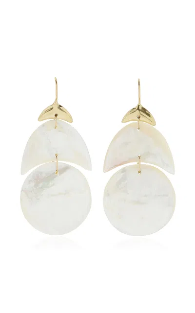 Ten Thousand Things Small Arp 18k Yellow Gold Mother-of-pearl Earrings In White