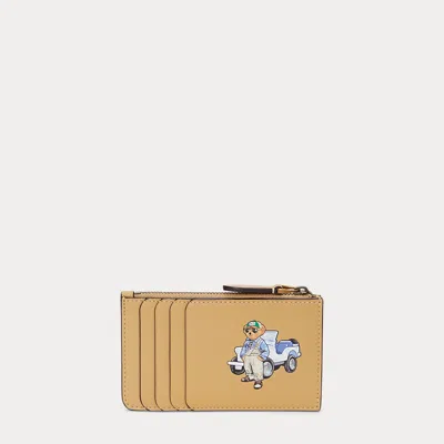 Polo Ralph Lauren Polo Bear-print Leather Cardholder In Neutrals