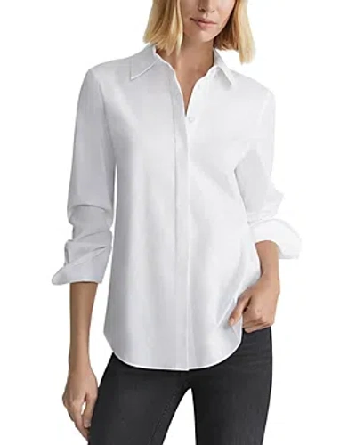 Lafayette 148 Petite Wright Shirt In Italian Stretch Cotton In White