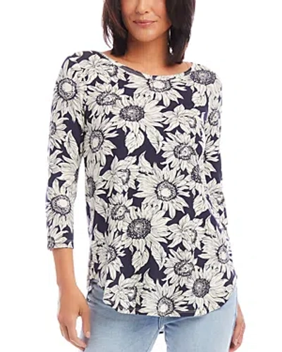 Karen Kane Floral Print Knit Shirttail Top