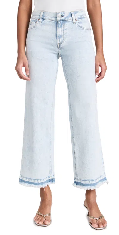 Alice And Olivia Lorrine Kick Flare Ankle Jeans Bleached Lightning Blue