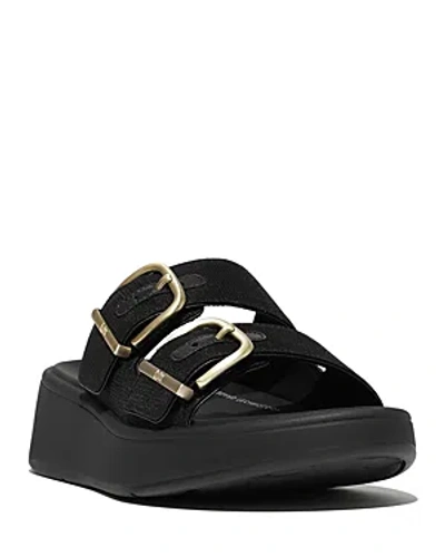 Fitflop F-mode Shimmer Buckle Sandal In Black