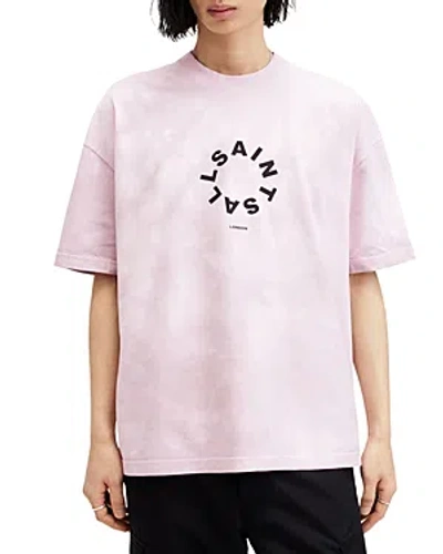Allsaints Mens Lilly White Tierra Circular Graphic-logo Organic-cotton T-shirt