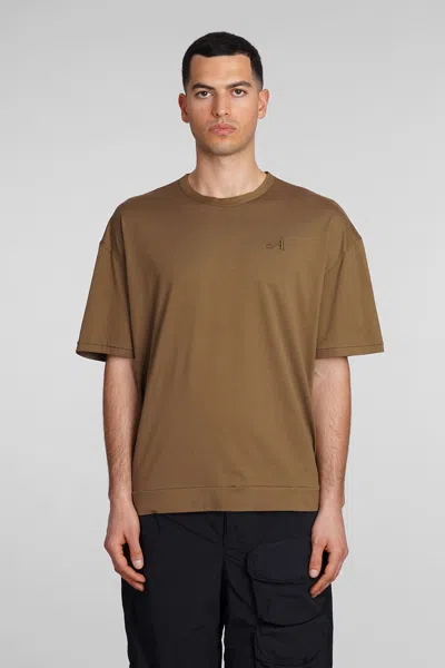 Ten C Logo-embroidered Cotton T-shirt In Brown