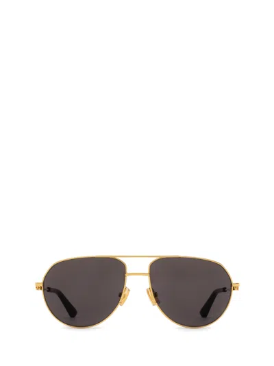Bottega Veneta Pilot Sunglasses In Gold