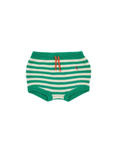 Bobo Choses Baby Stripes Knitted Culotte In Green