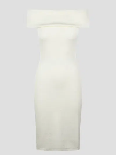 Bottega Veneta Textured Nylon Off-the- Shoulder Dress In White