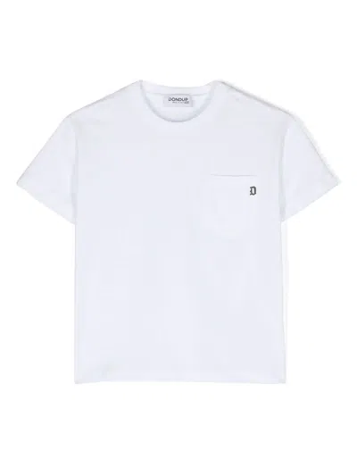 Dondup Kids' White T-shirt With Pocket And Logo