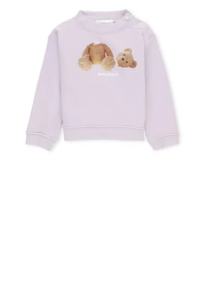 Palm Angels Babies' Bear-print Cotton Sweatshirt In Purple