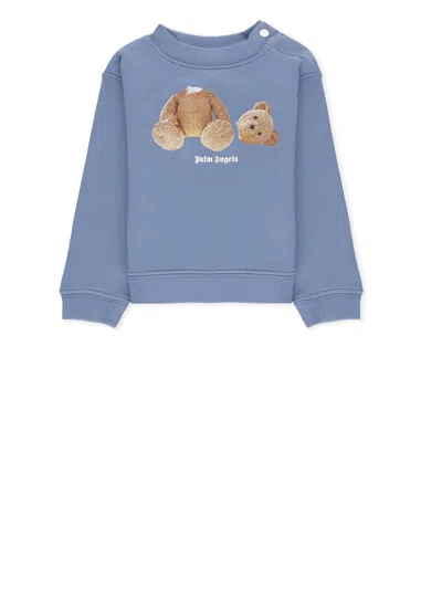 Palm Angels Babies' Bear Crew Sweatshirt In Blue