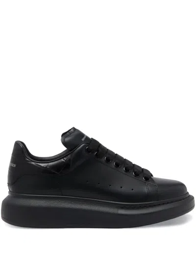 Alexander Mcqueen Oversized Sneakers In Black With Crocodile Effect Spoiler