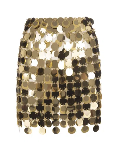 Paco Rabanne Mini Skirt With Golden Mirror Effect Discs