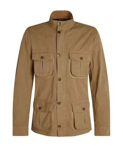 Barbour Jacket With Buttons And Pockets In Bleached Olive