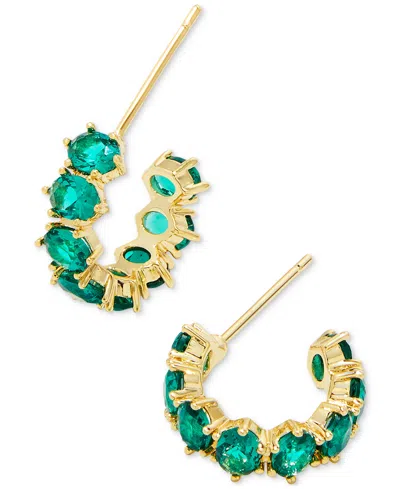 Kendra Scott Cailin Cubic Zirconia Huggie Hoop Earrings In Gold/green