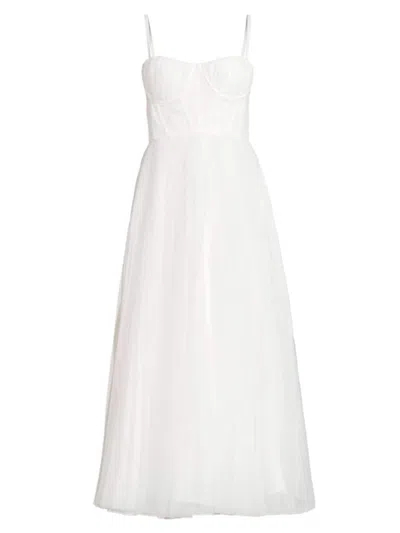 Hutch Amara Floral Bustier Pleated Fit & Flare Dress In White